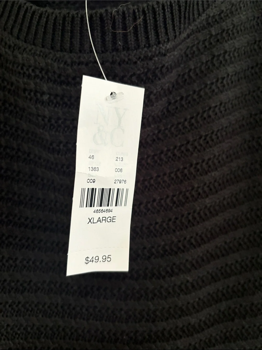 Soho Black Ribbed Crewneck Sweater